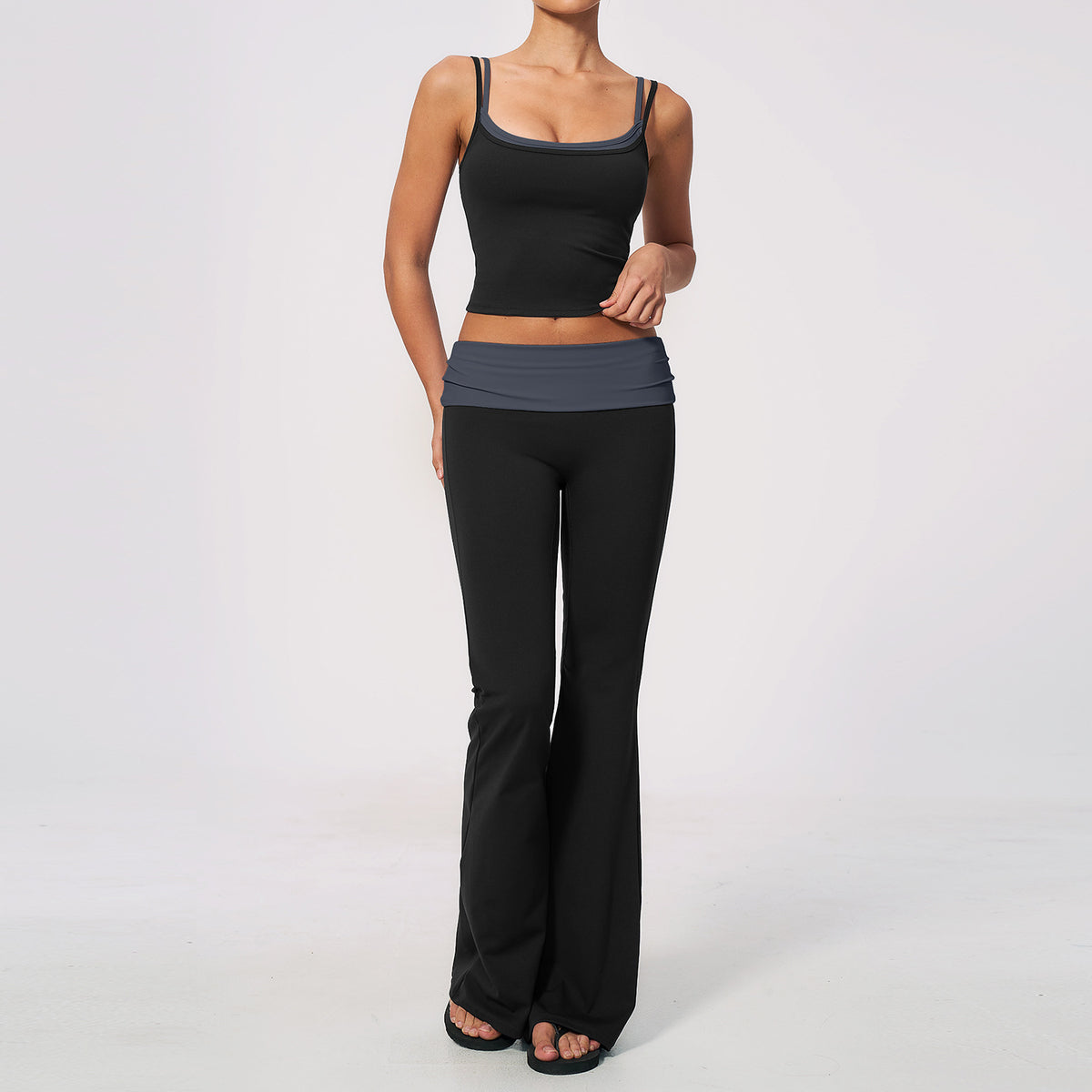 Sports vest with high-waisted slim-fit trousers yoga outfit set