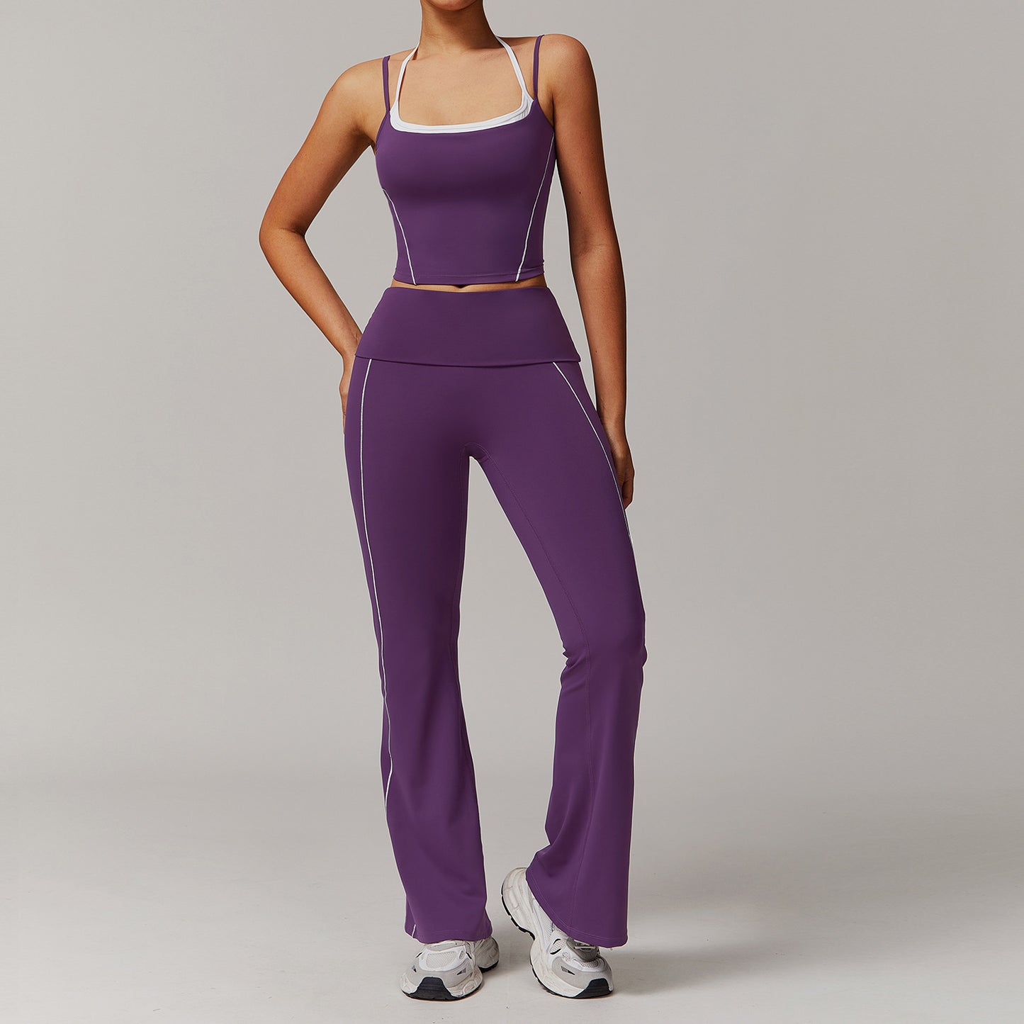 Women‘s Fake Two-Piece Bras with Pants Yoga Set