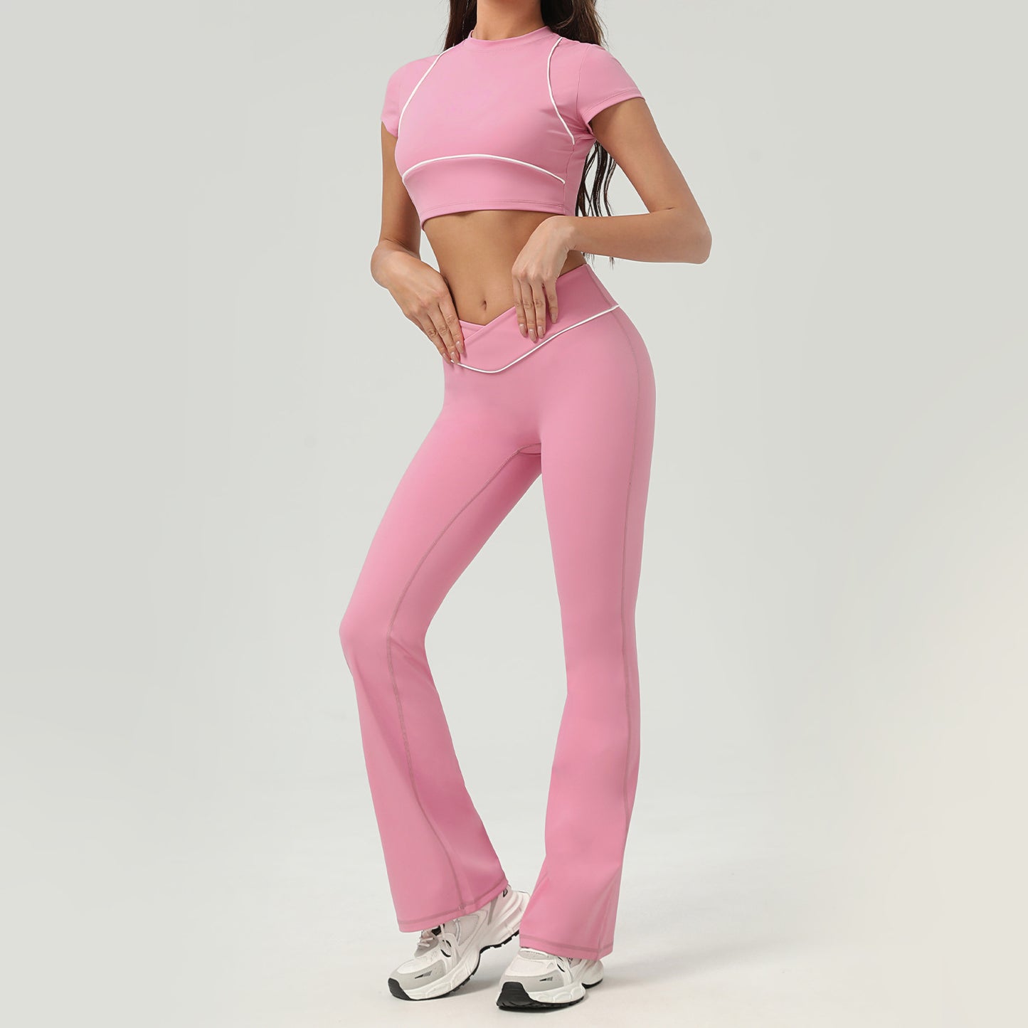 Women's soft quick-drying shorts sleeve shirts with pants yoga suit
