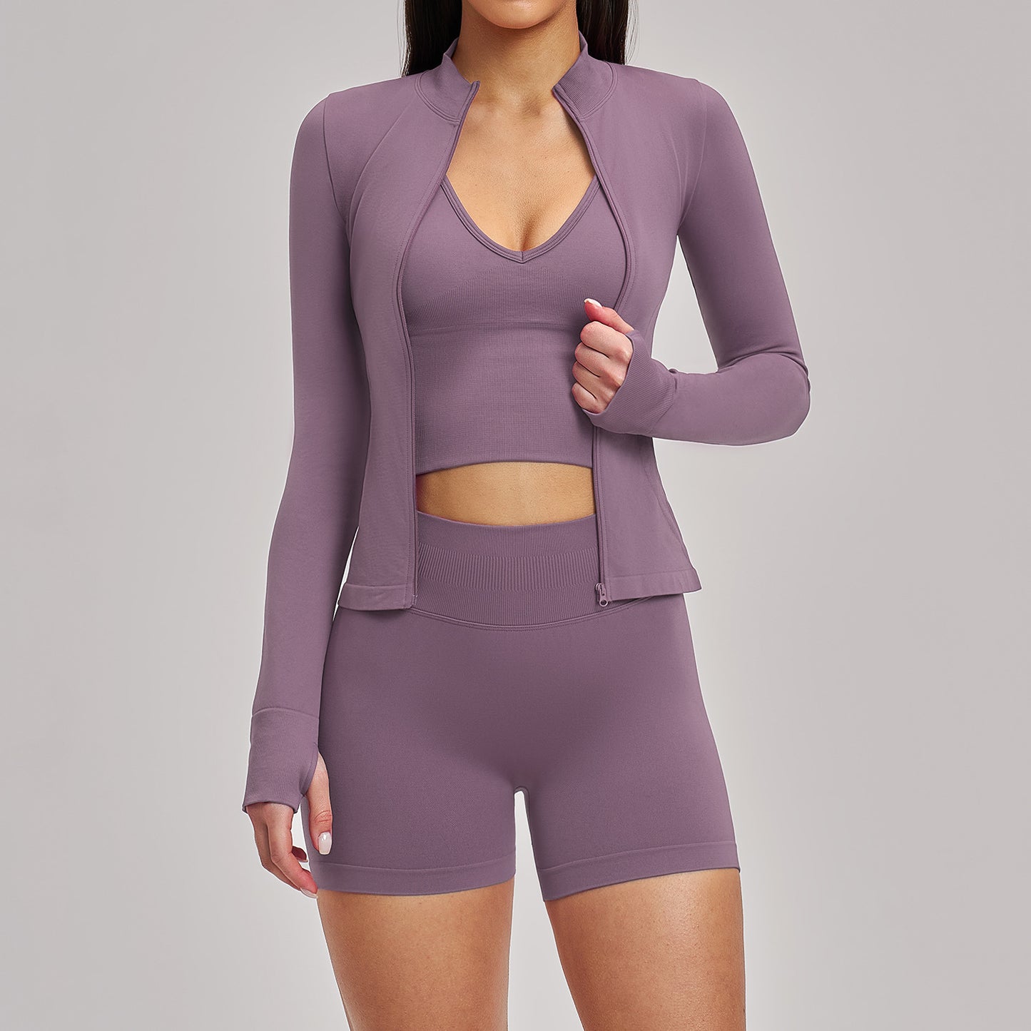 Women's Seamless Breathable high-Elasticity Backless Fitness 3-pieces set