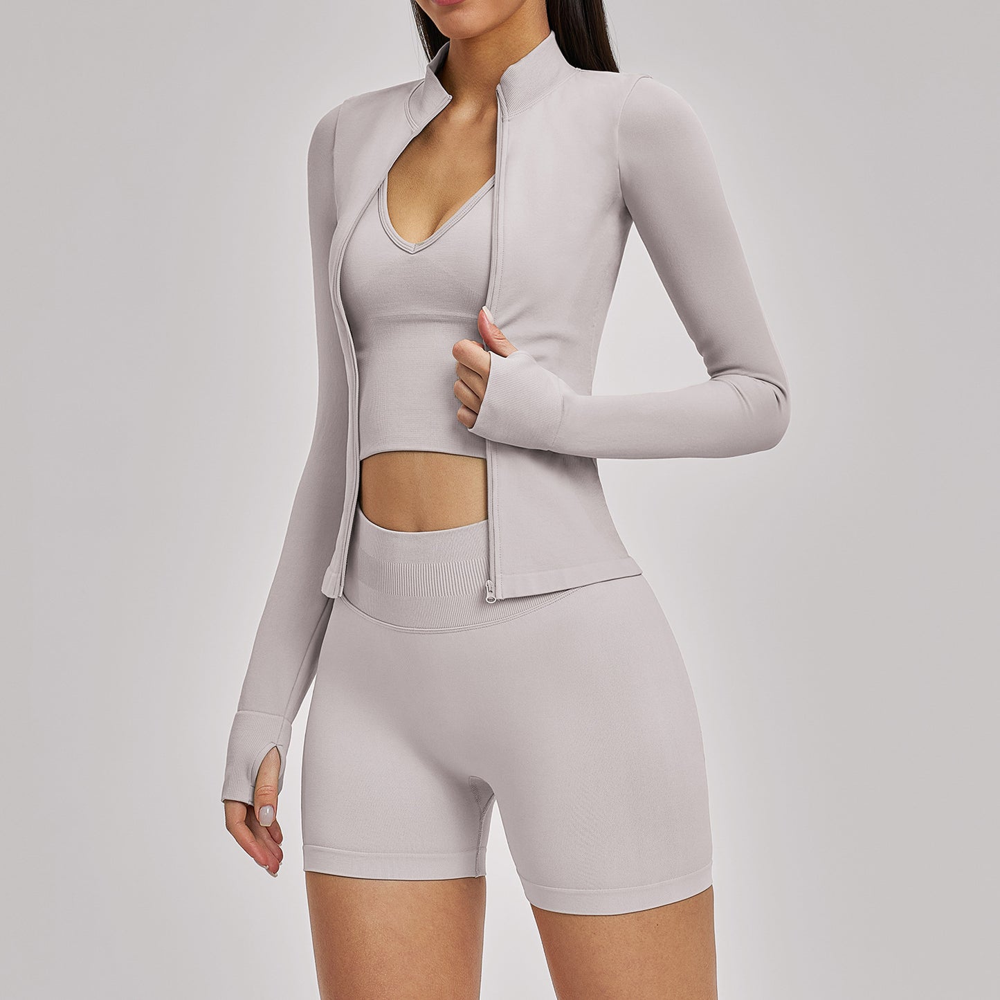 Women's Seamless Breathable high-Elasticity Backless Fitness 3-pieces set