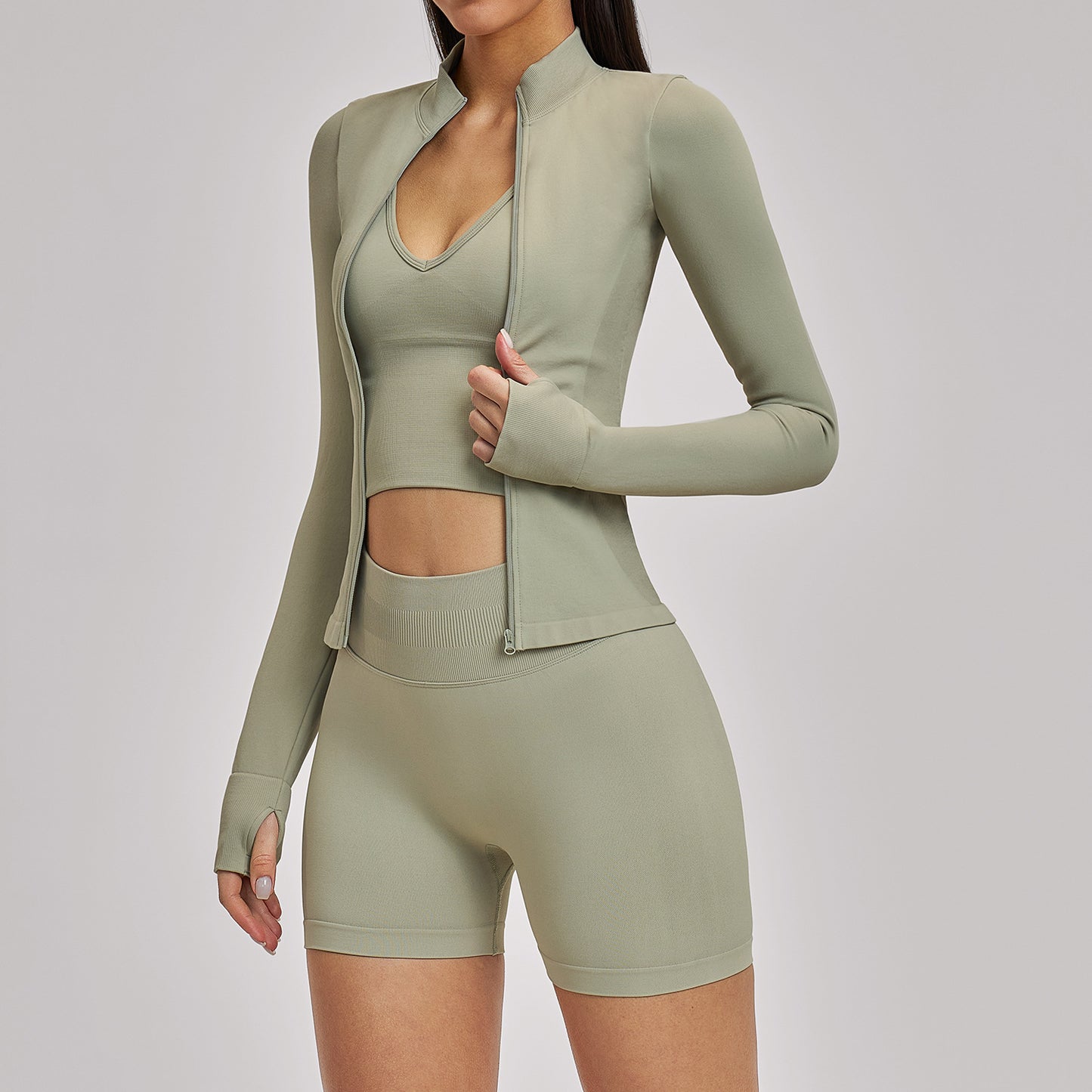 Women's Seamless Breathable high-Elasticity Backless Fitness 3-pieces set