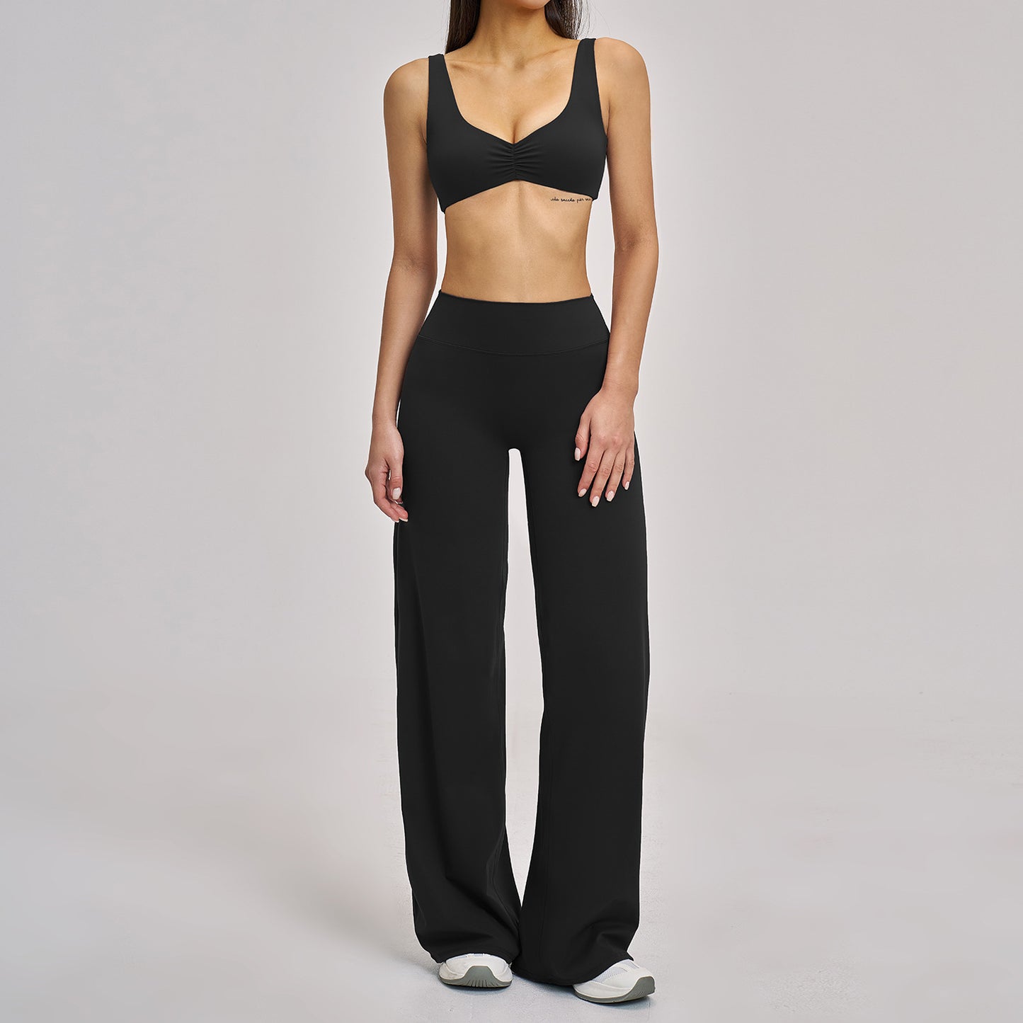 Quick-drying sports bras with wide-leg activewear set