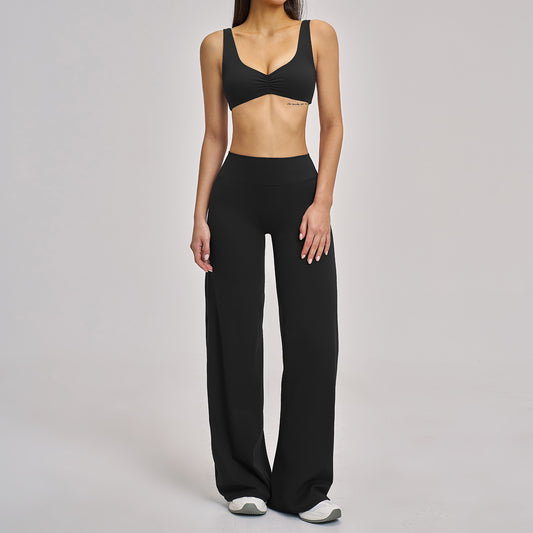 Quick-drying sports bras with wide-leg activewear set