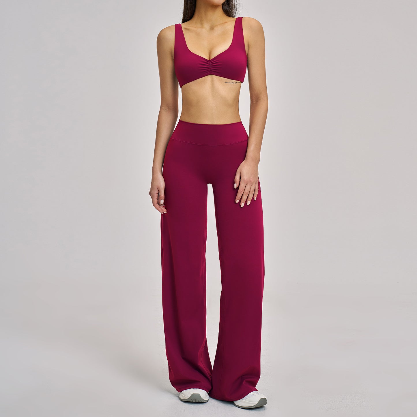 Quick-drying sports bras with wide-leg activewear set