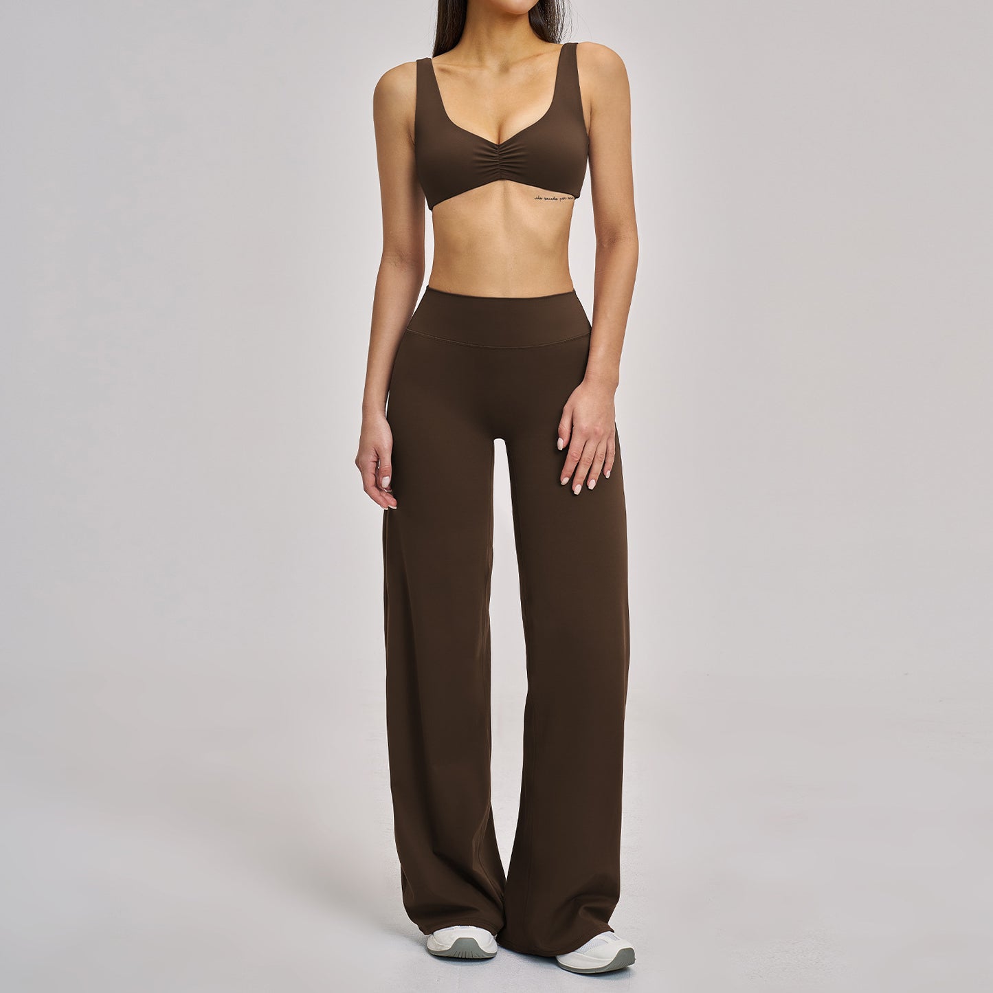 Quick-drying sports bras with wide-leg activewear set