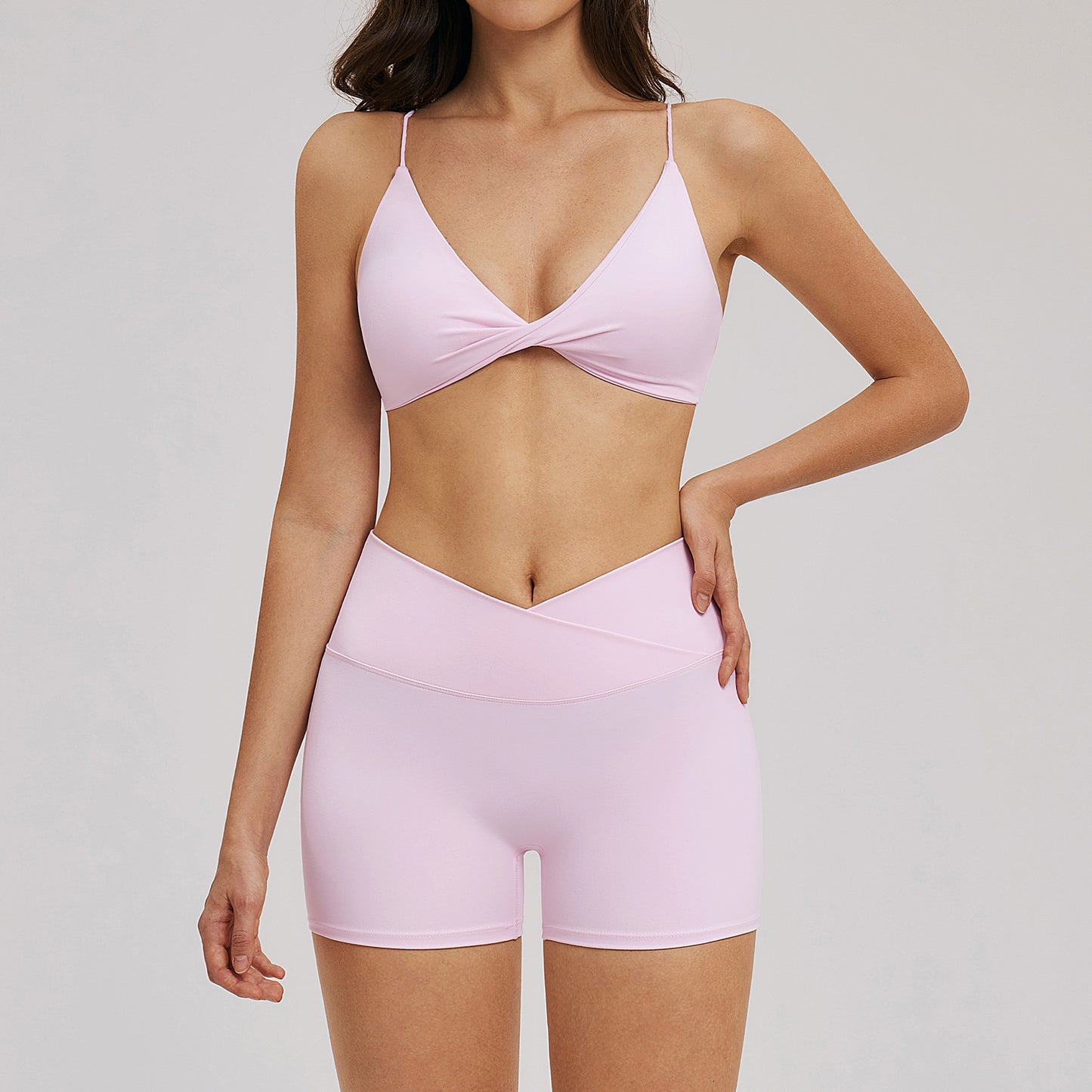Women's Breathable high waist shorts with bras yoga set