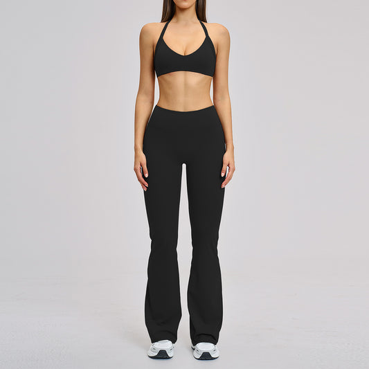 Halter Neck Backless Yoga Sports Running Fitness Set