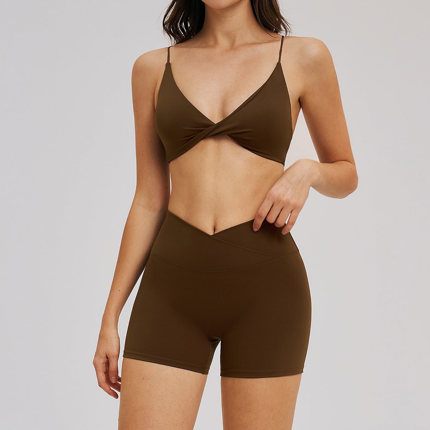 Women's Breathable high waist shorts with bras yoga set