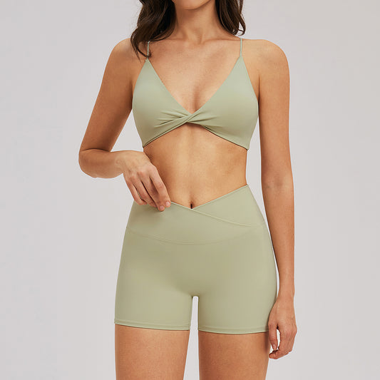 Women's Breathable high waist shorts with bras yoga set
