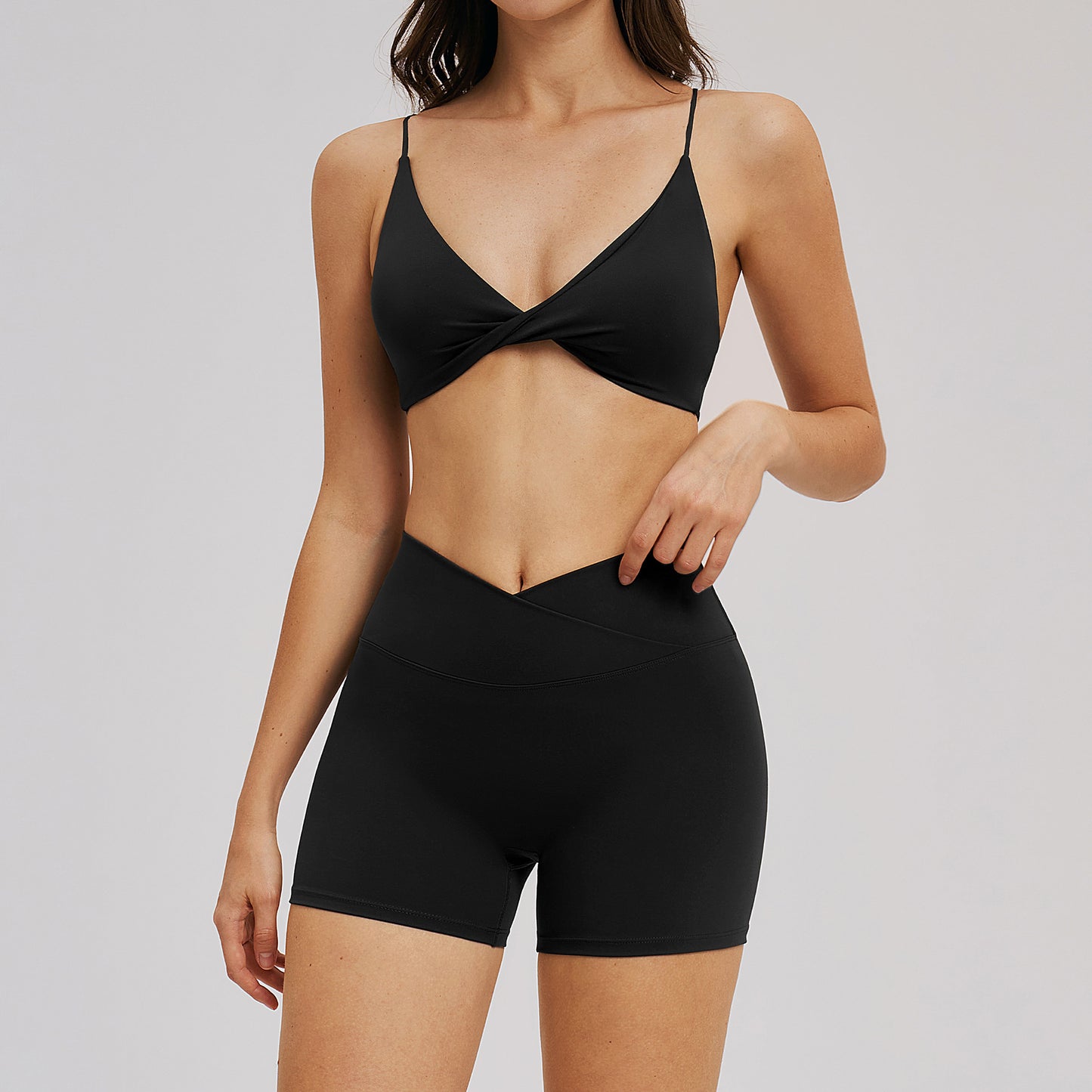 Women's Breathable high waist shorts with bras yoga set