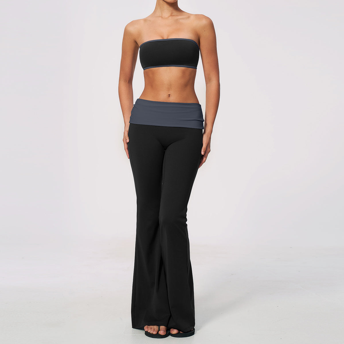 Strapless yoga outfit set quick-drying slightly flared yoga clothes