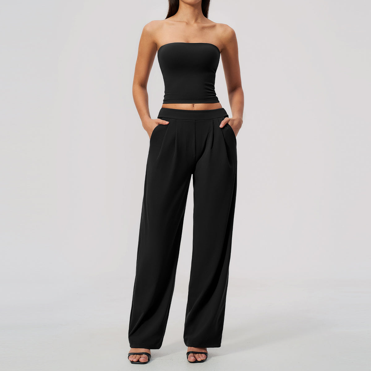 Stylish strapless breathable quick-drying high-waisted yoga pants set