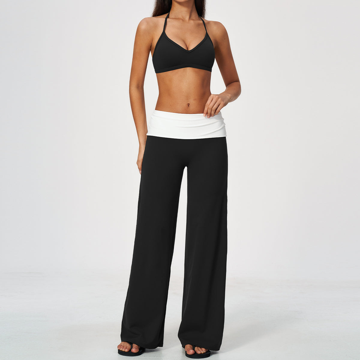 Quick-drying Halter bra with hip-lifting high-waisted pants yoga set
