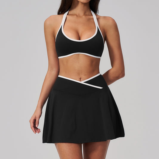Women's beautiful Anti-exposure A-line skirt yoga outfit set