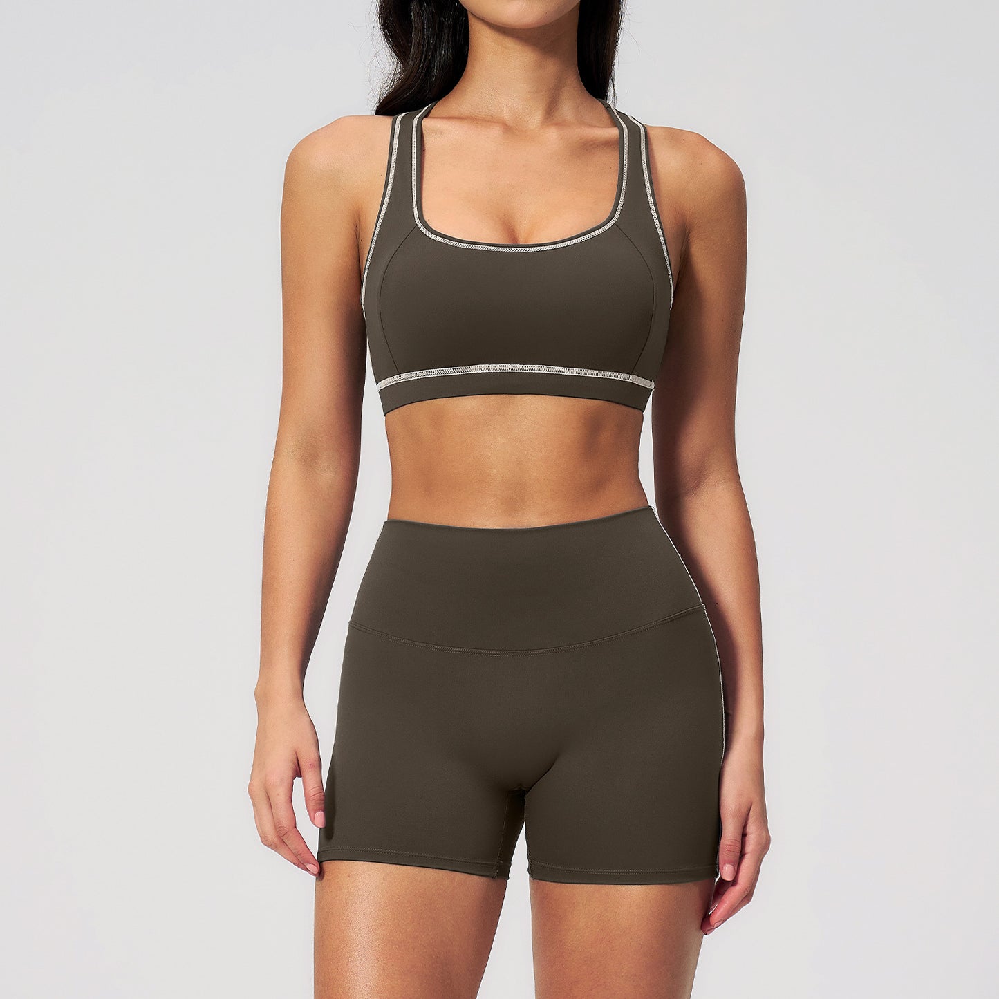 New quick-drying bra yoga set with premium elasticity and high-waisted sports shorts