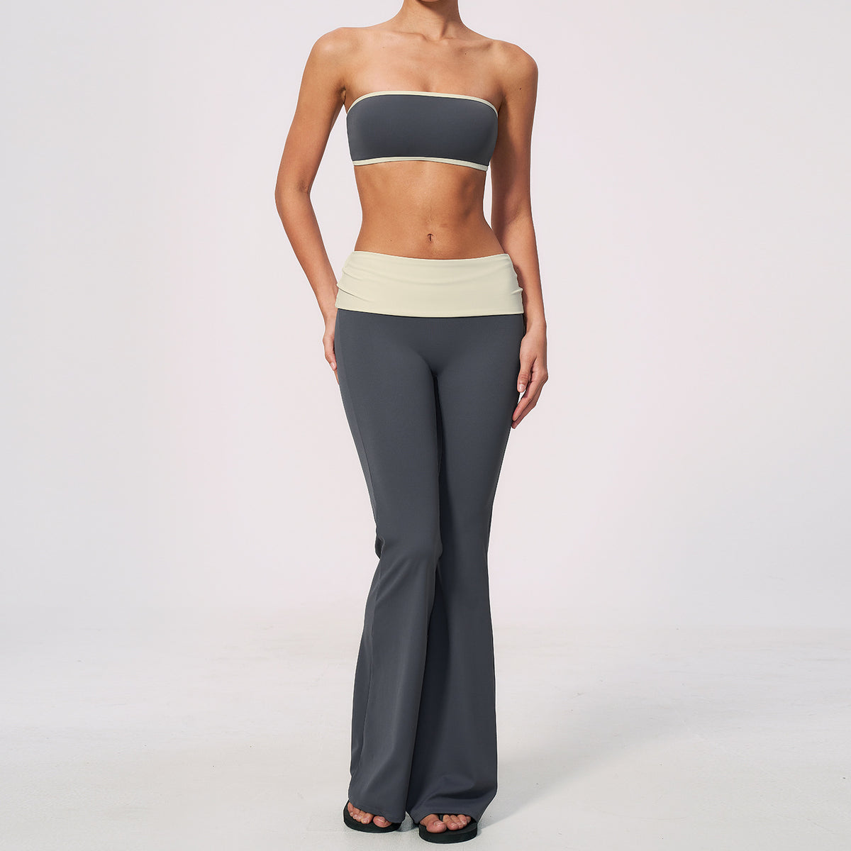 Strapless yoga outfit set quick-drying slightly flared yoga clothes