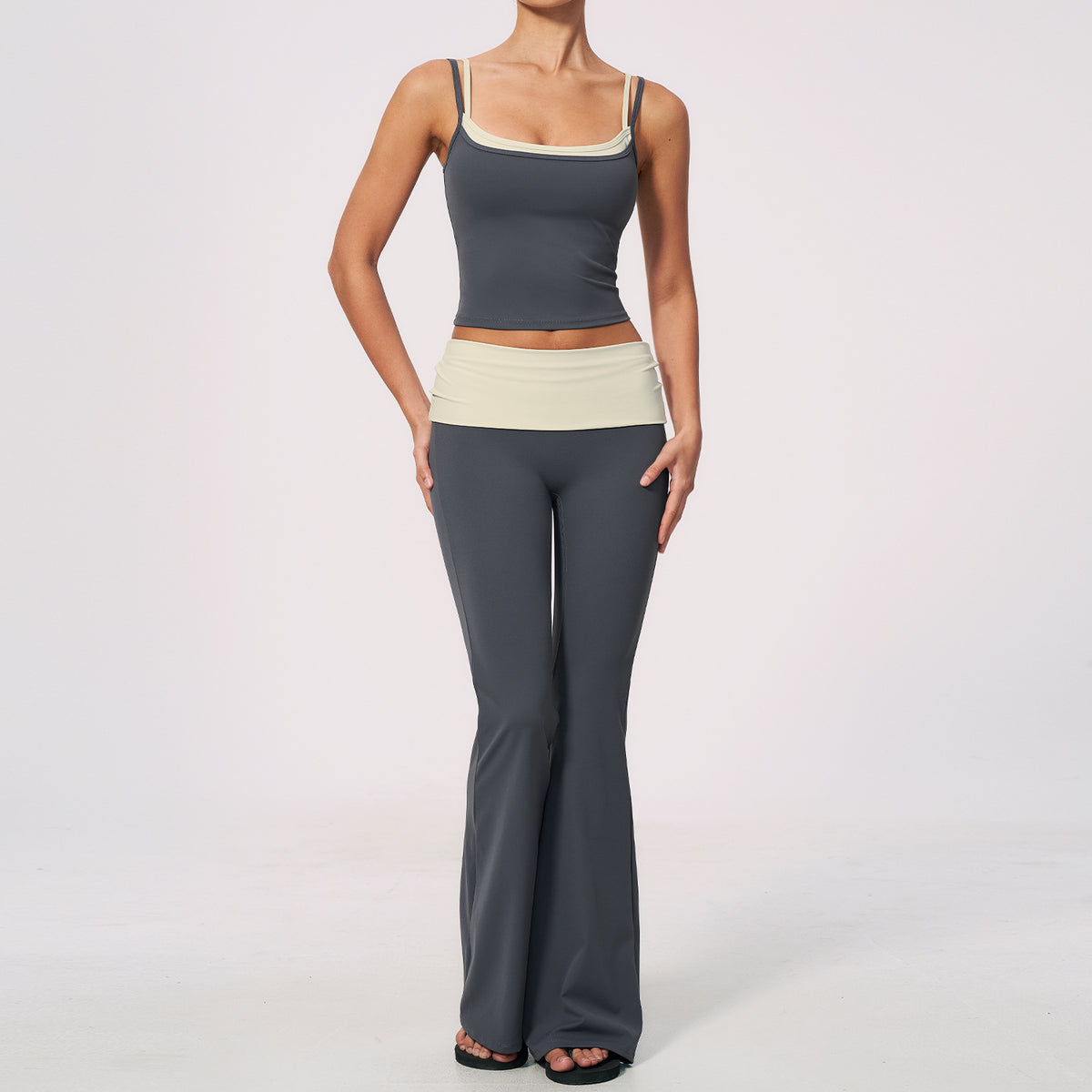 Sports vest with high-waisted slim-fit trousers  yoga outfit set