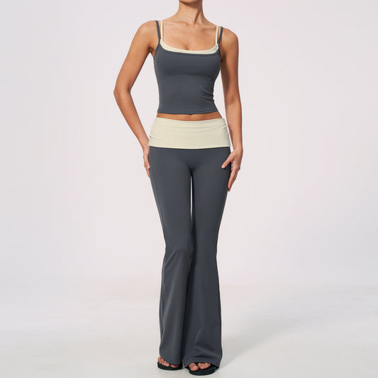 Sports vest with high-waisted slim-fit trousers  yoga outfit set