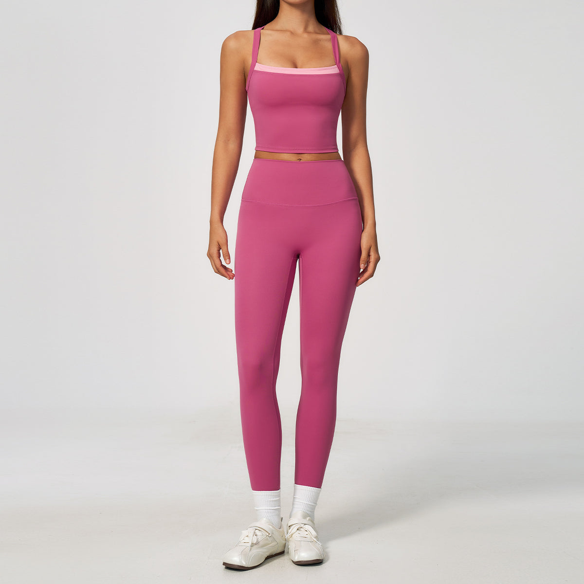 Wholesale new fashion bras with Tight-fitting high-waisted leggings fitness set