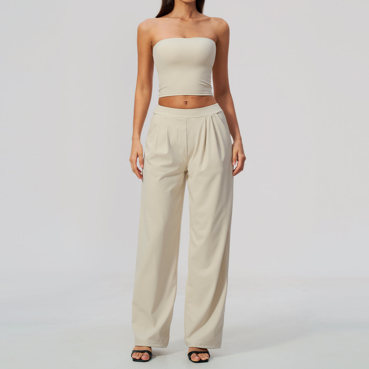 Stylish strapless breathable quick-drying high-waisted yoga pants set