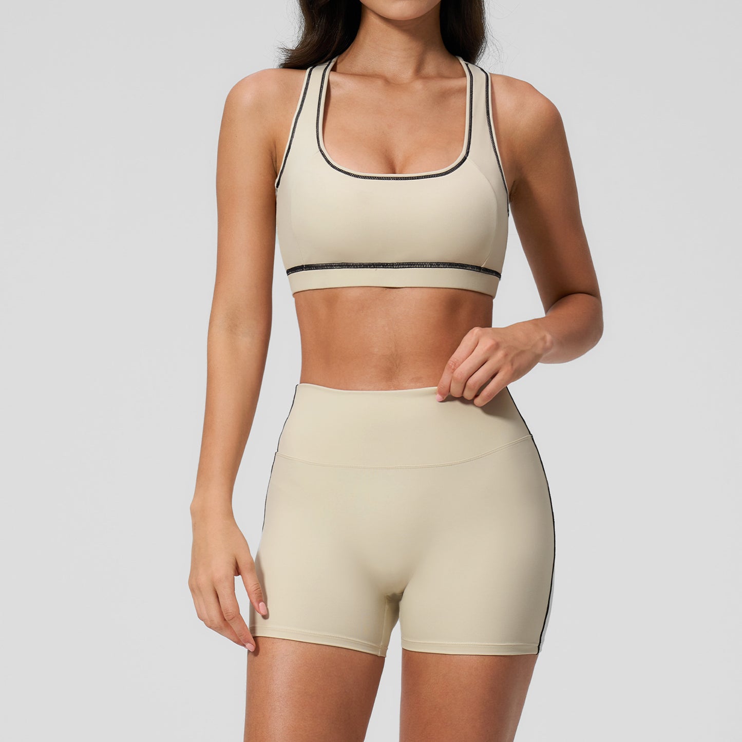 New quick-drying bra yoga set with premium elasticity and high-waisted sports shorts