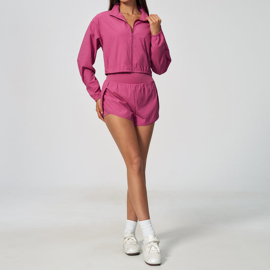 Women's quick-drying jackets with shorts fitness set