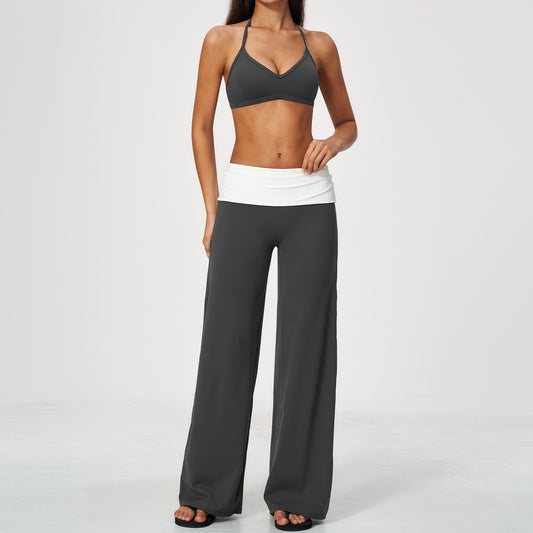 Quick-drying Halter bra with hip-lifting high-waisted pants yoga set