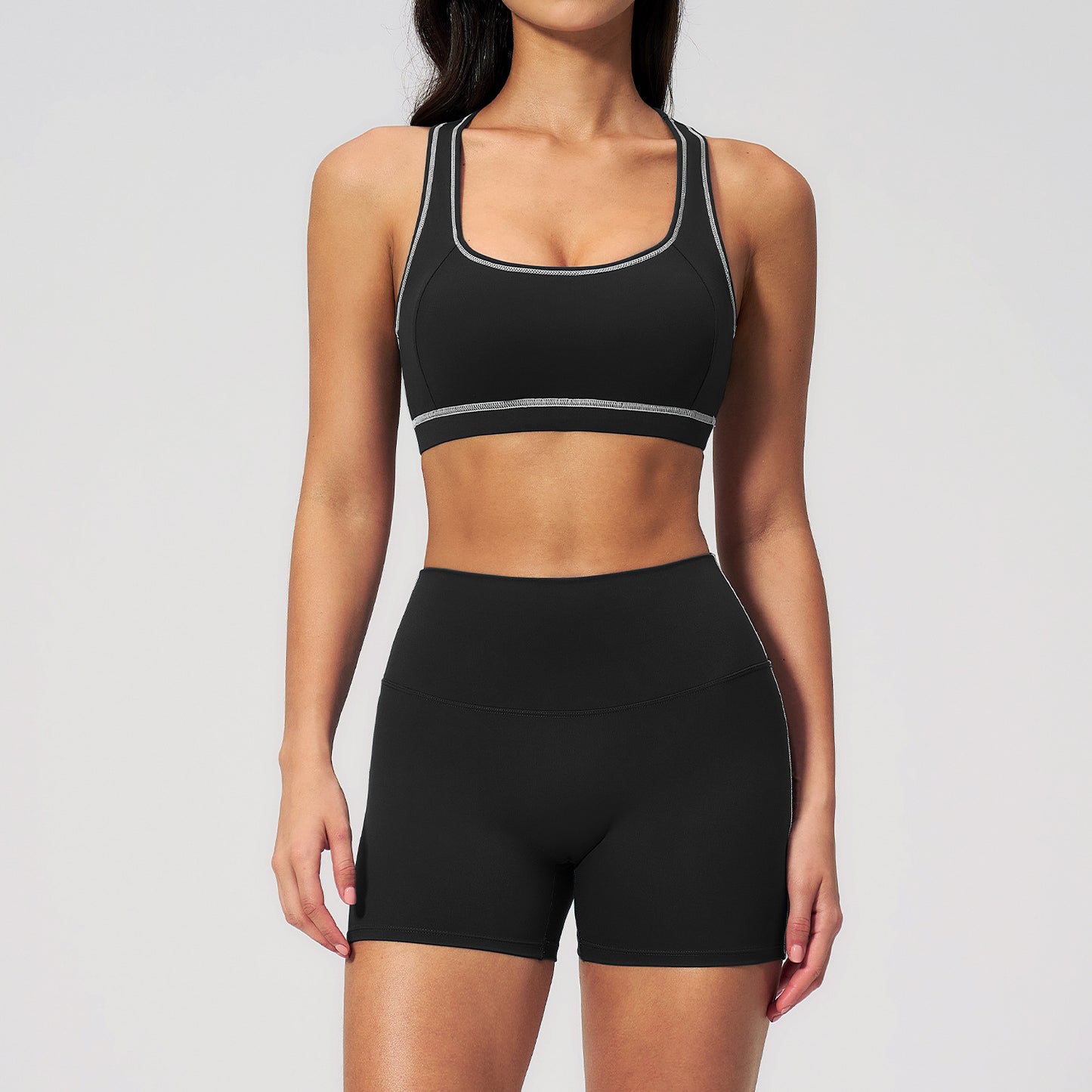 New quick-drying bra yoga set with premium elasticity and high-waisted sports shorts