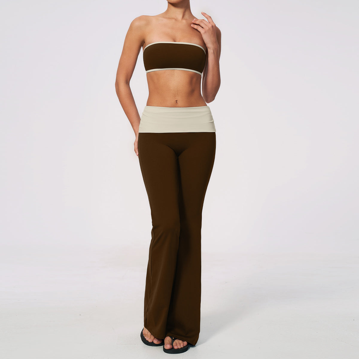 Strapless yoga outfit set quick-drying slightly flared yoga clothes