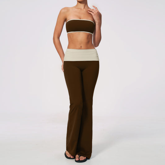 Strapless yoga outfit set quick-drying slightly flared yoga clothes