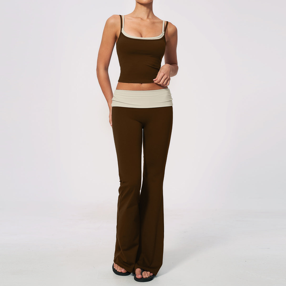 Sports vest with high-waisted slim-fit trousers  yoga outfit set