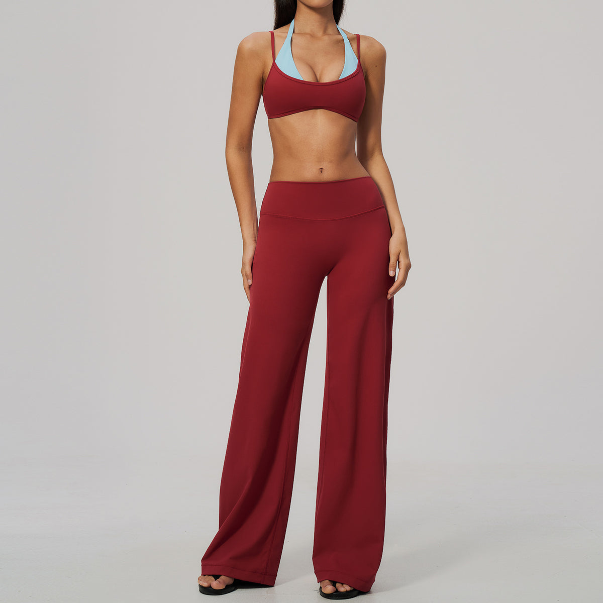 New color-blocked bras with quick-drying pants fitness set