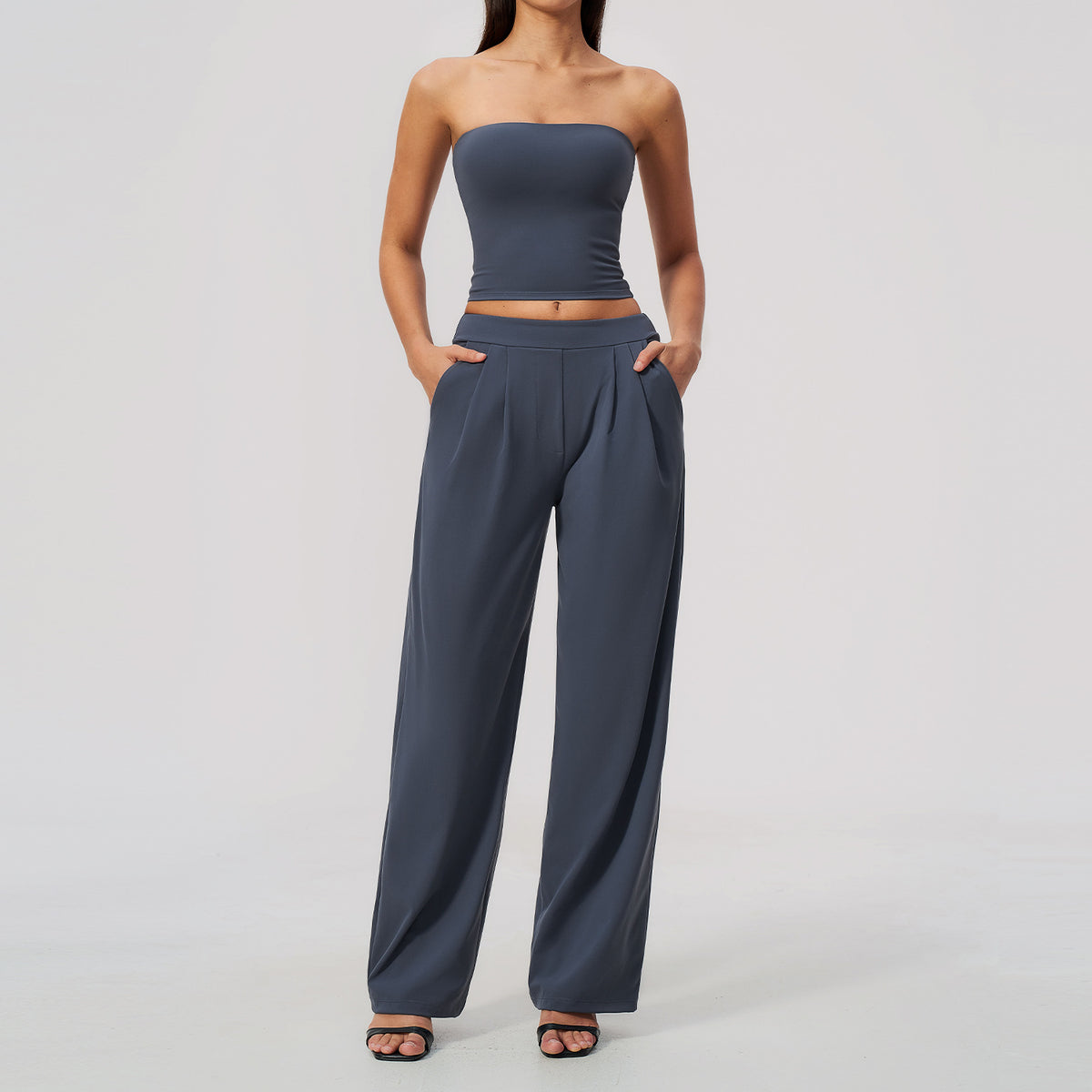 Stylish strapless breathable quick-drying high-waisted yoga pants set