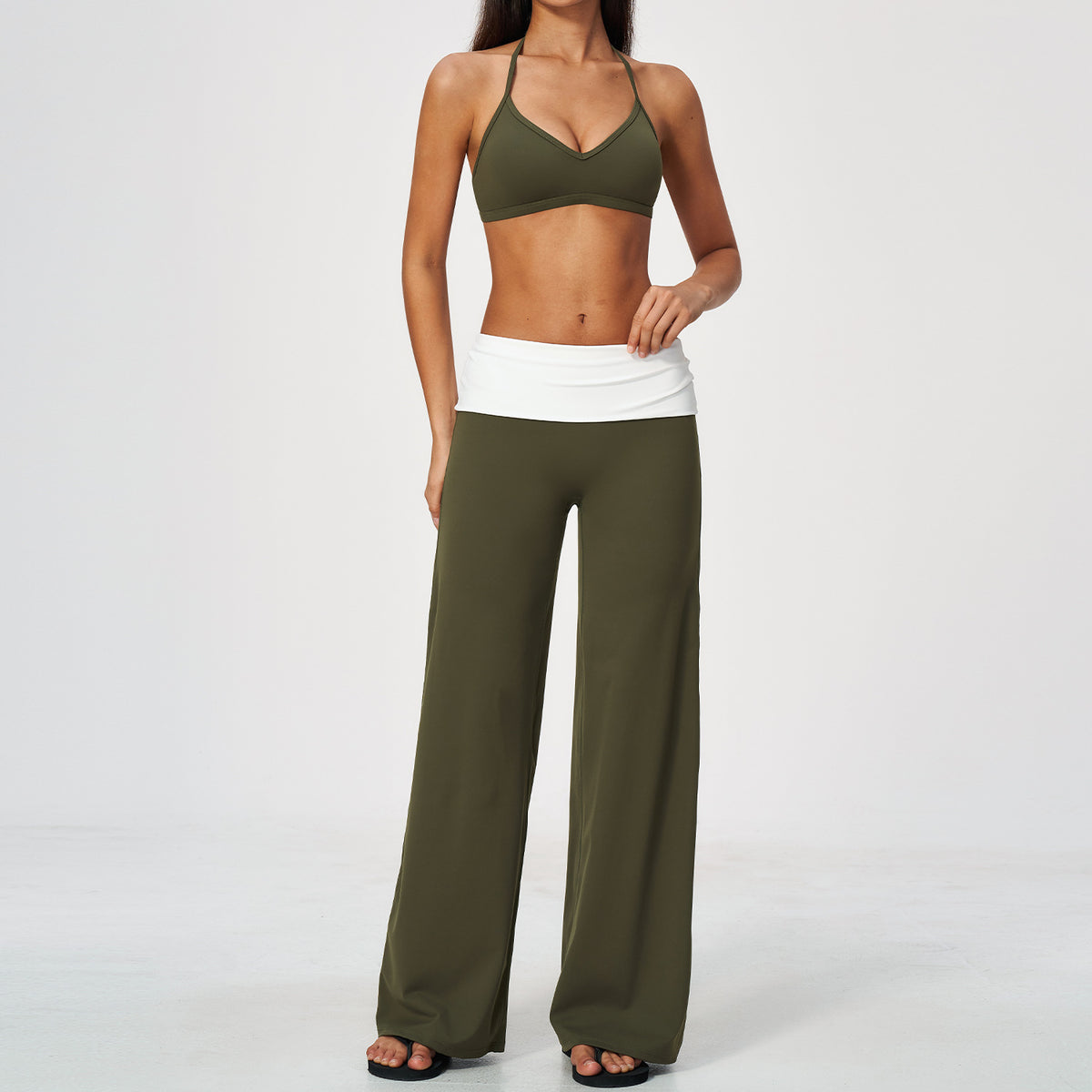 Quick-drying Halter bra with hip-lifting high-waisted pants yoga set