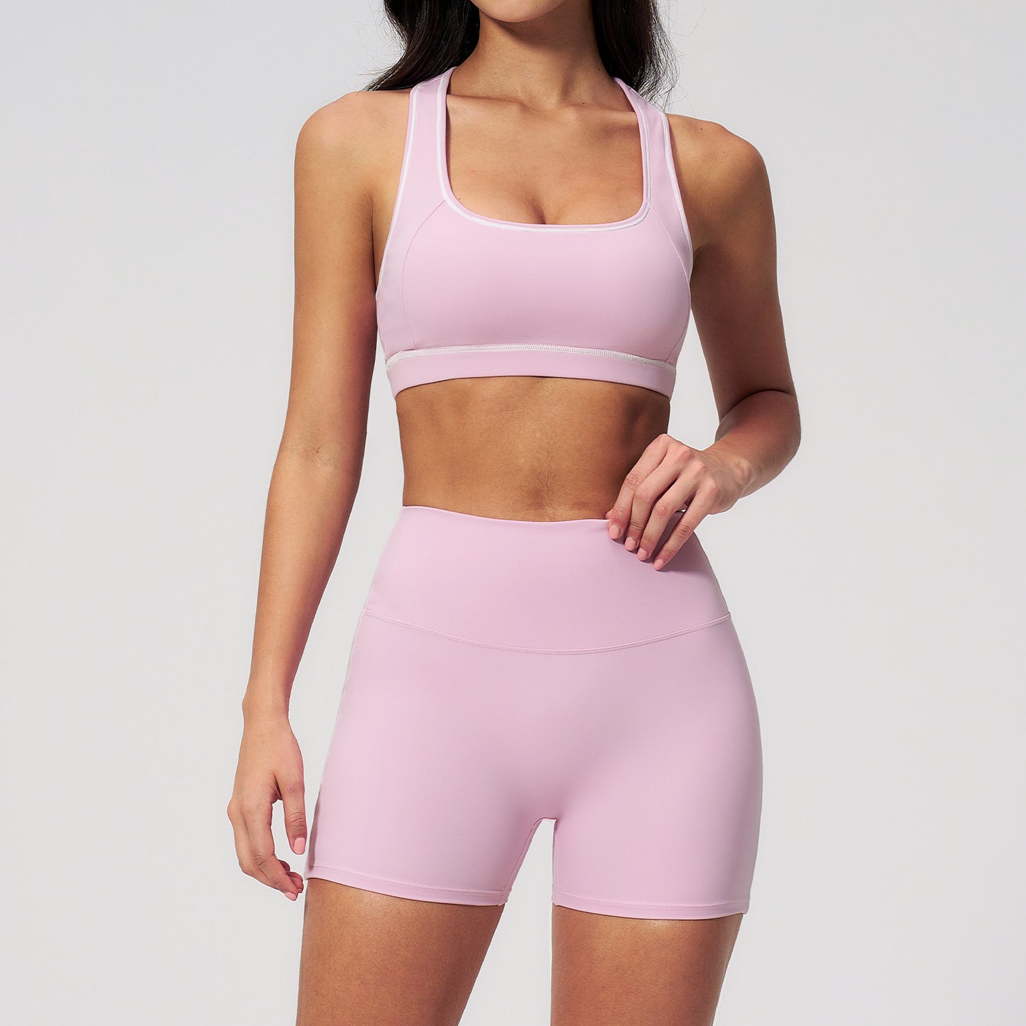 New quick-drying bra yoga set with premium elasticity and high-waisted sports shorts