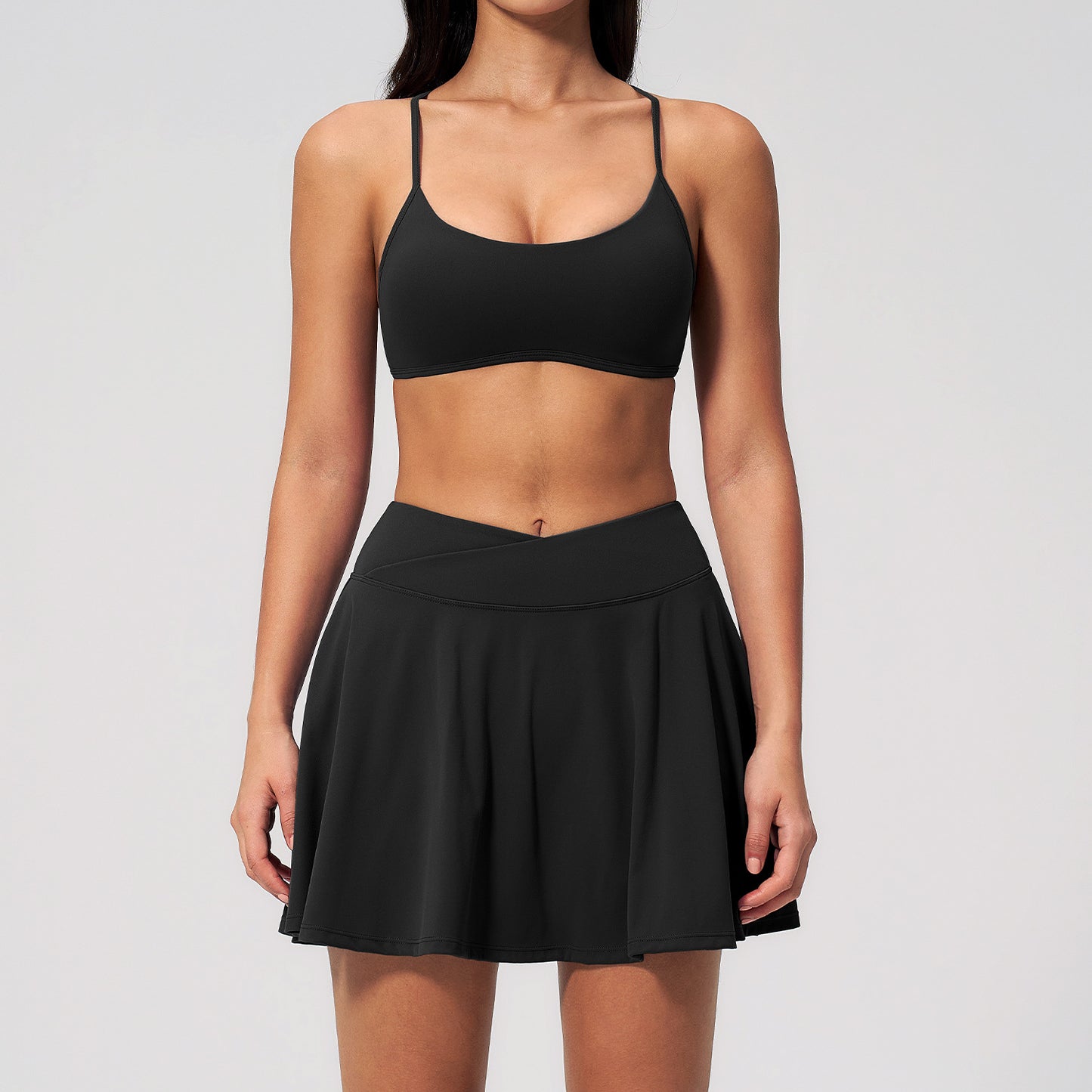 New Sports Backless Yoga Set, Anti-Exposure Faux Two-Piece Running Sports Skirt Set