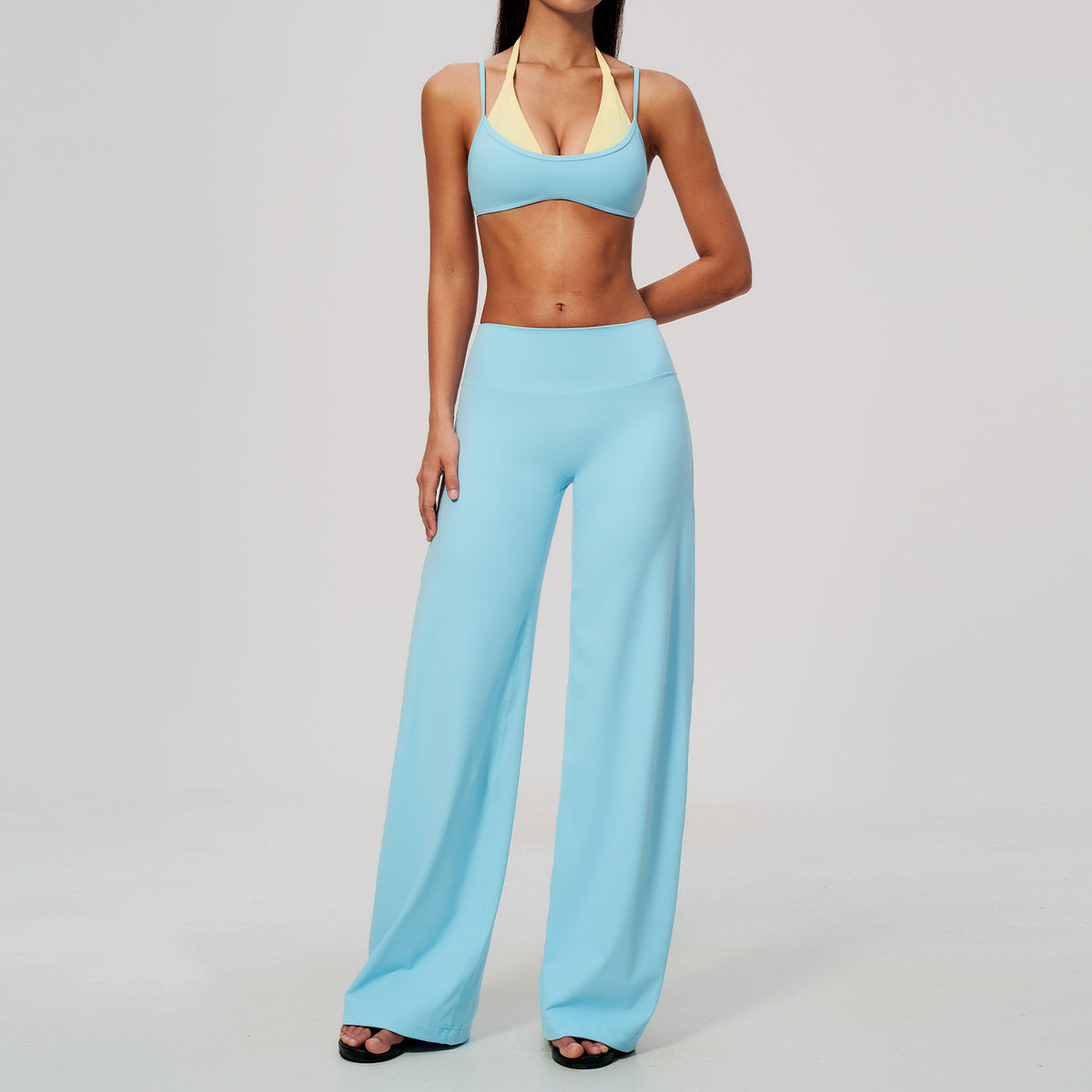 New color-blocked bras with quick-drying pants fitness set
