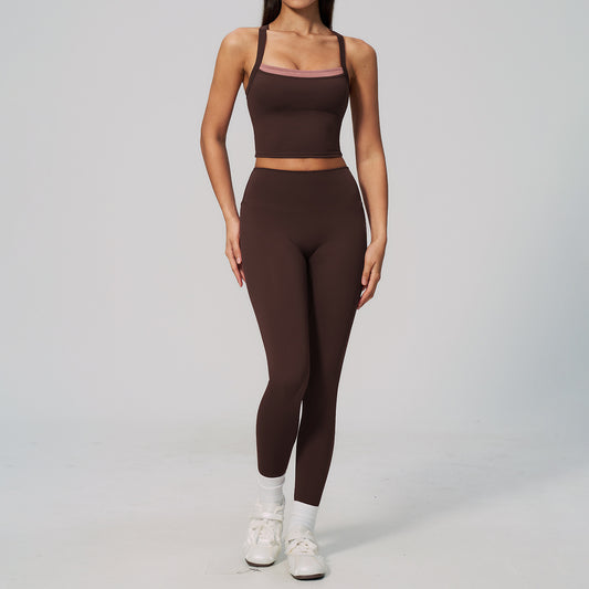 Wholesale new fashion bras with Tight-fitting high-waisted leggings fitness set