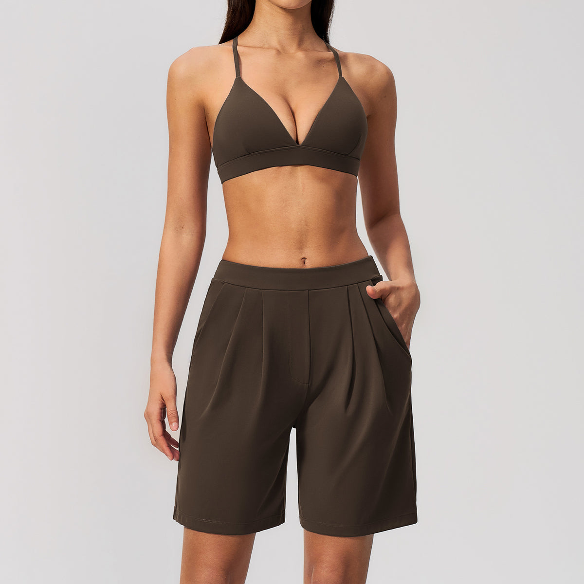 New crisscross back-strap shorts set
