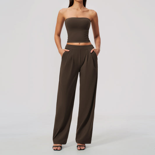 Stylish strapless breathable quick-drying high-waisted yoga pants set