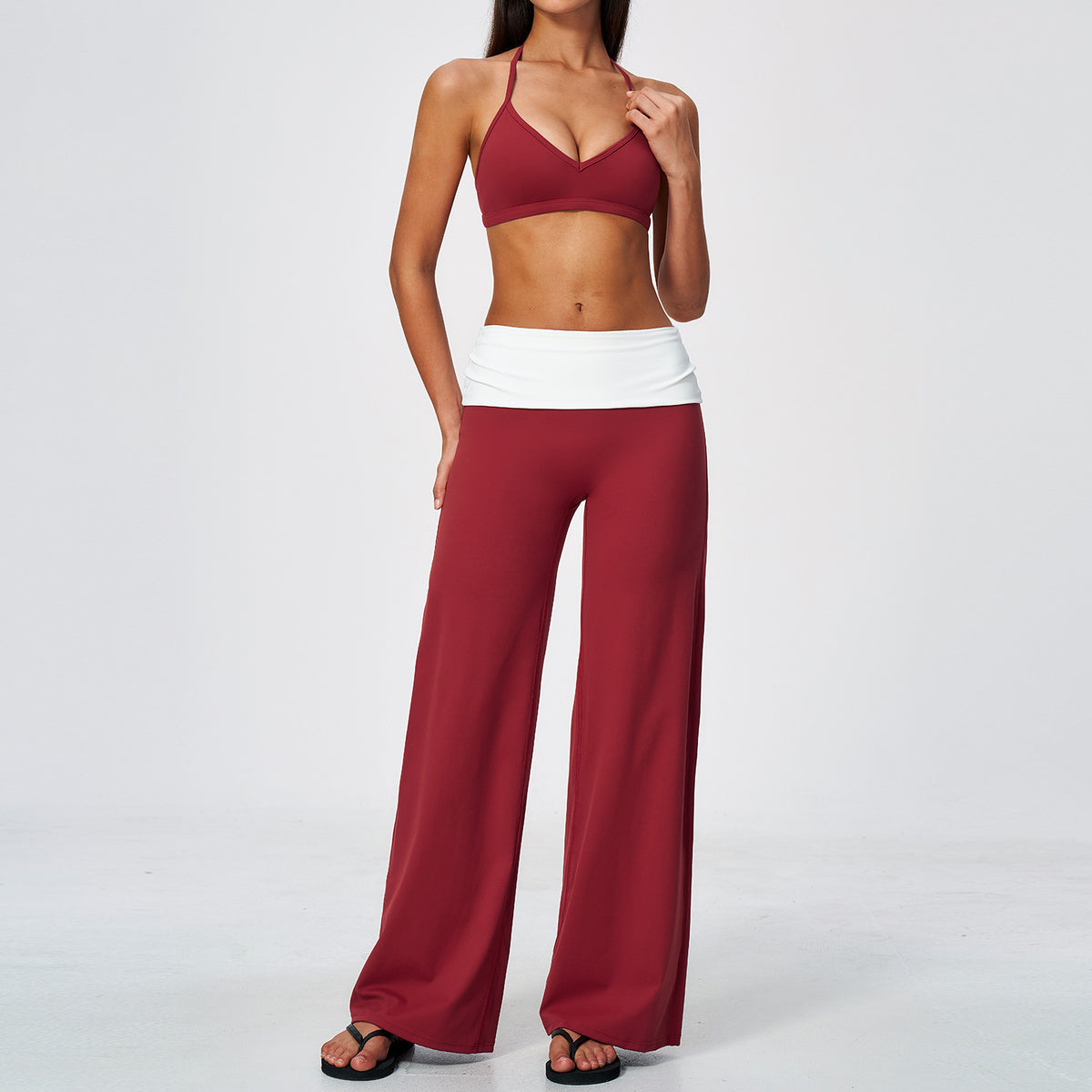 Quick-drying Halter bra with hip-lifting high-waisted pants yoga set