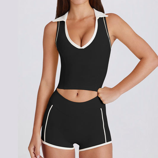 Beaufiful Sleeveless V-neck top with shorts Yoga Outfit