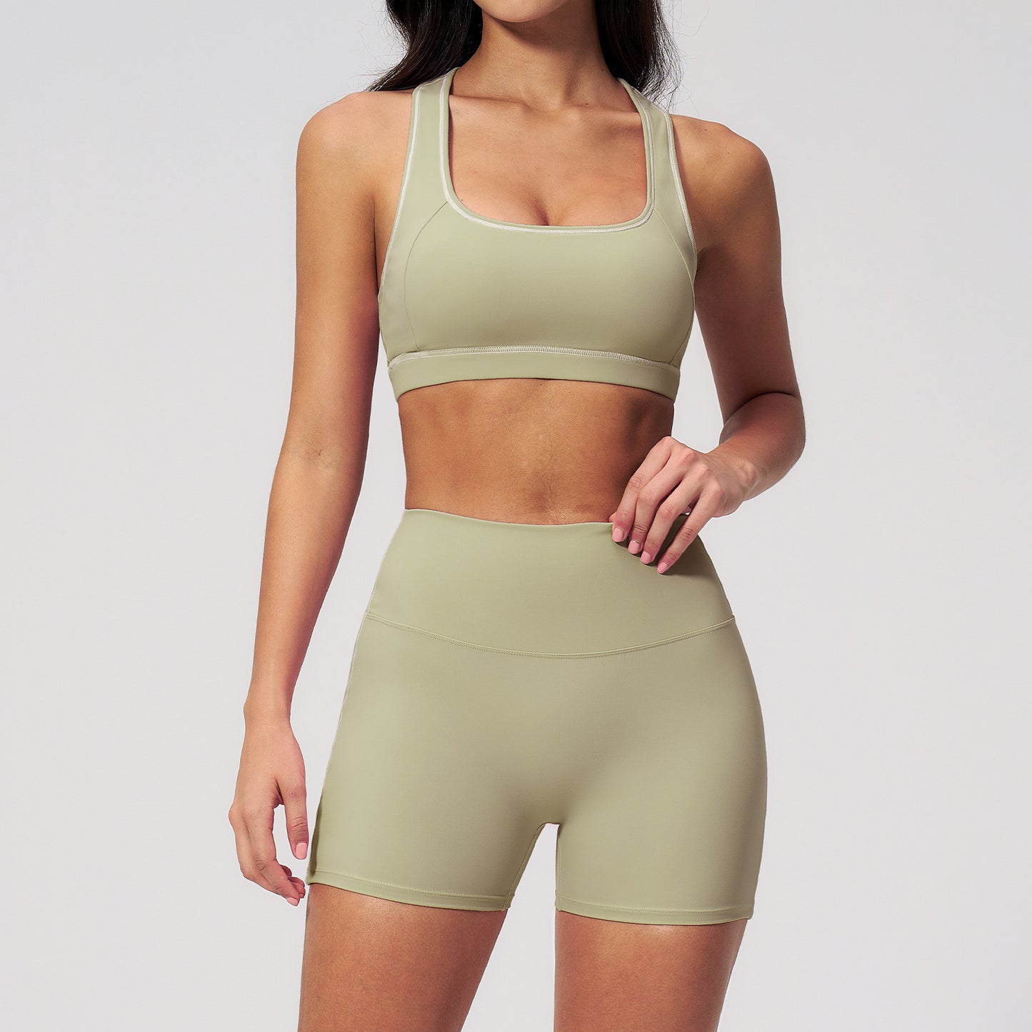 New quick-drying bra yoga set with premium elasticity and high-waisted sports shorts