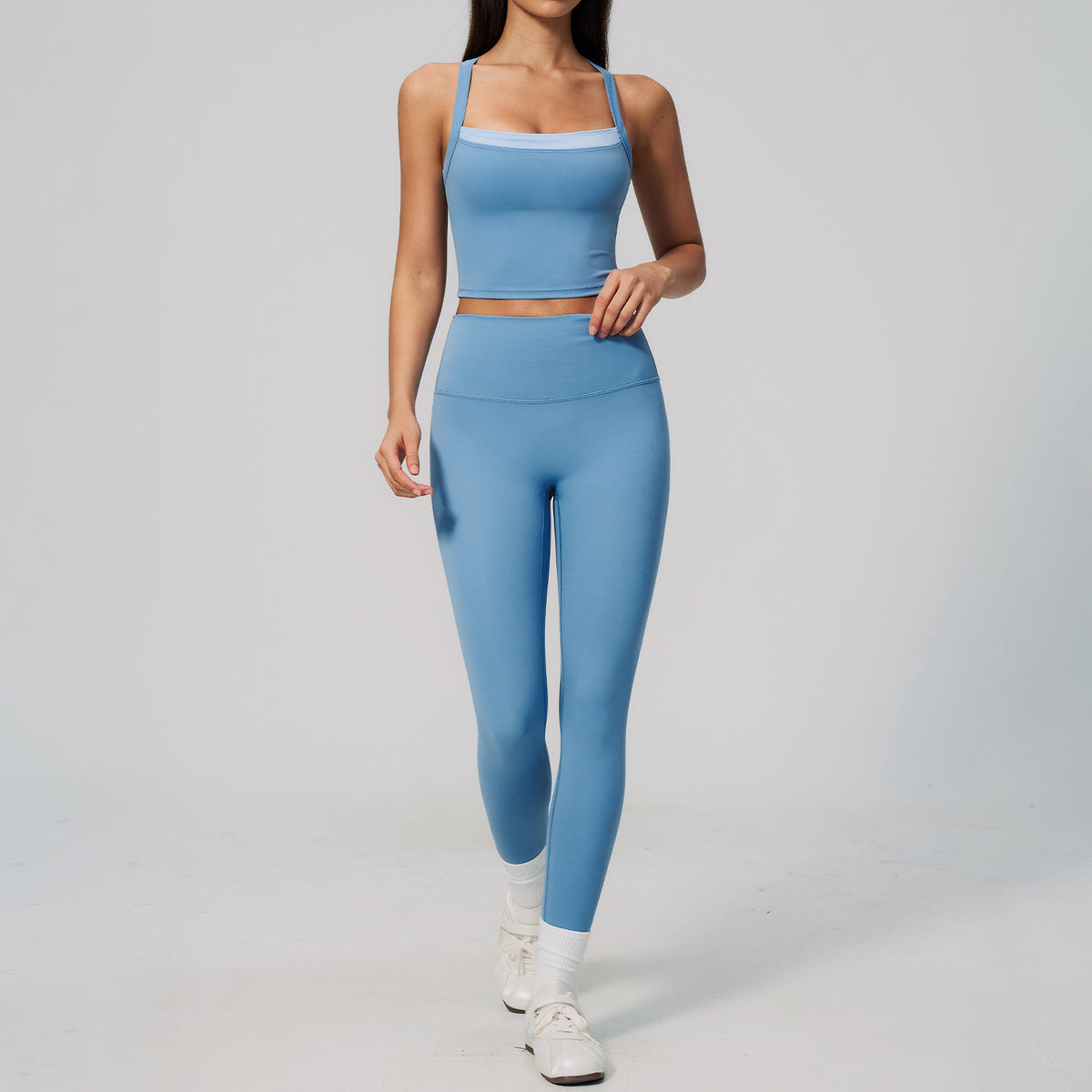 Wholesale new fashion bras with Tight-fitting high-waisted leggings fitness set