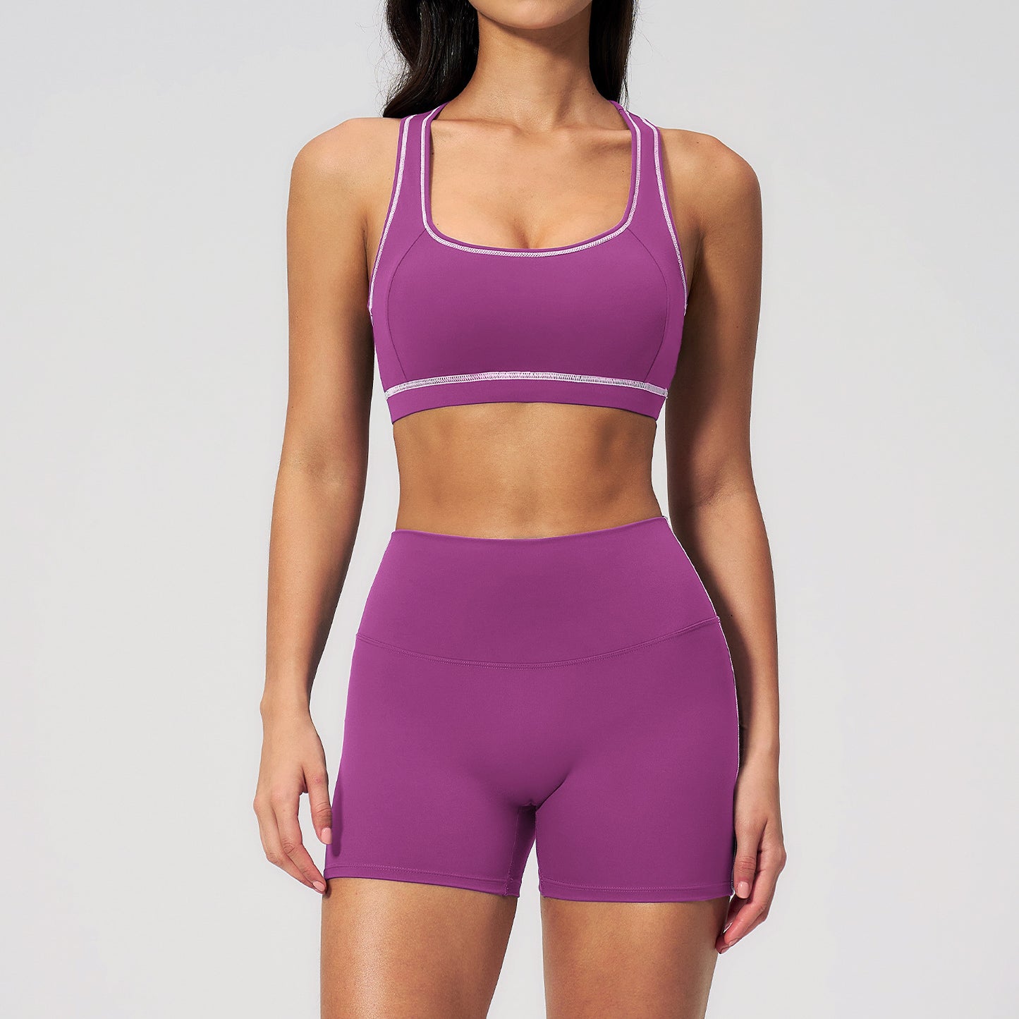 New quick-drying bra yoga set with premium elasticity and high-waisted sports shorts