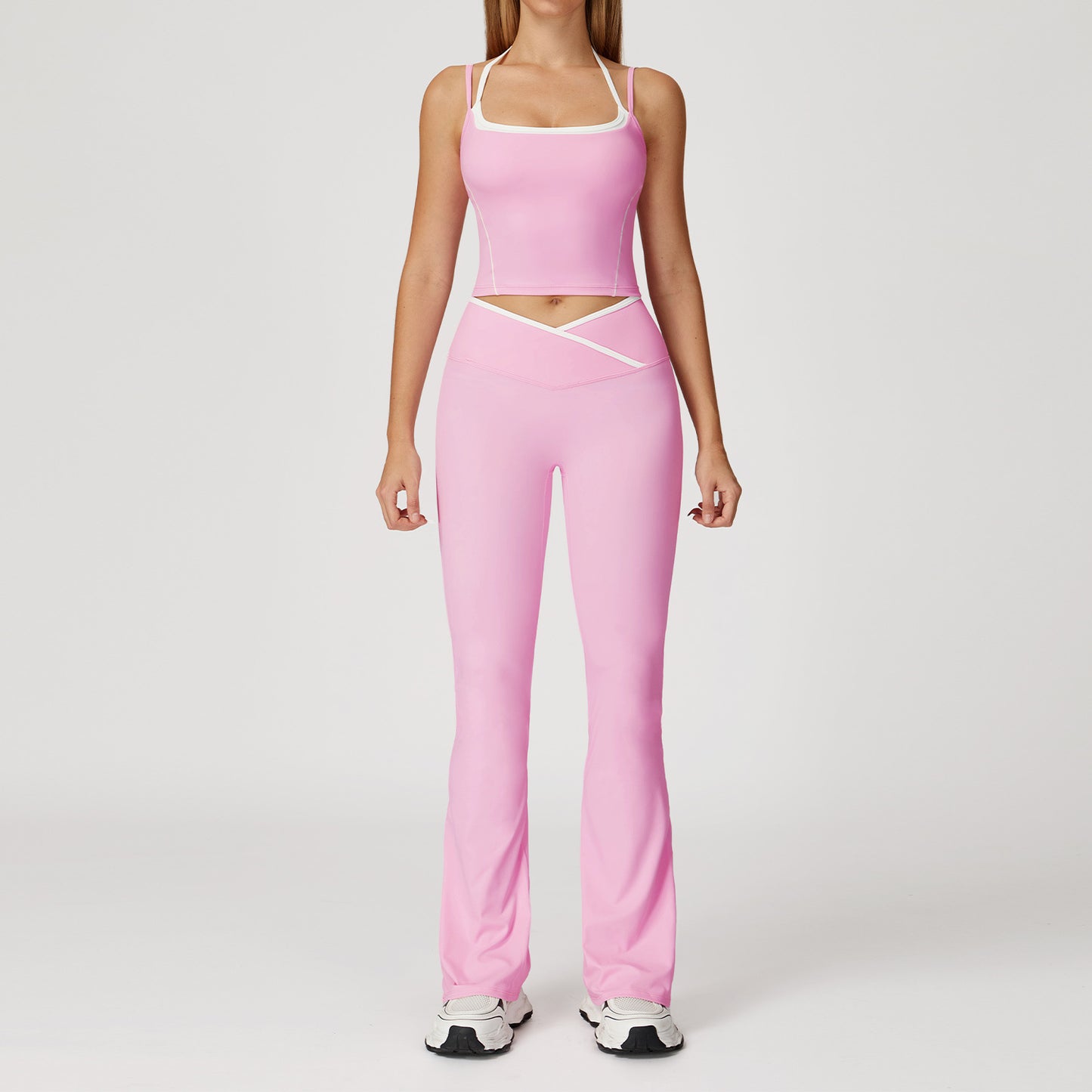 Women‘s Fake Two-Piece Bras with Pants Yoga Set