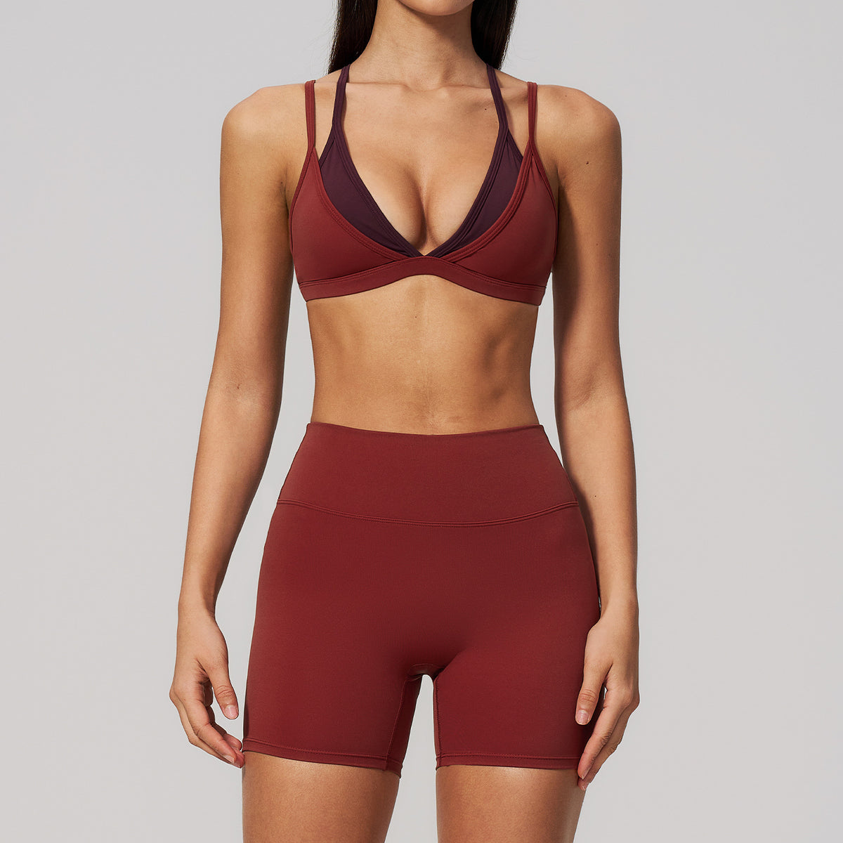Women's wholesale sexy bras with shorts fitness set