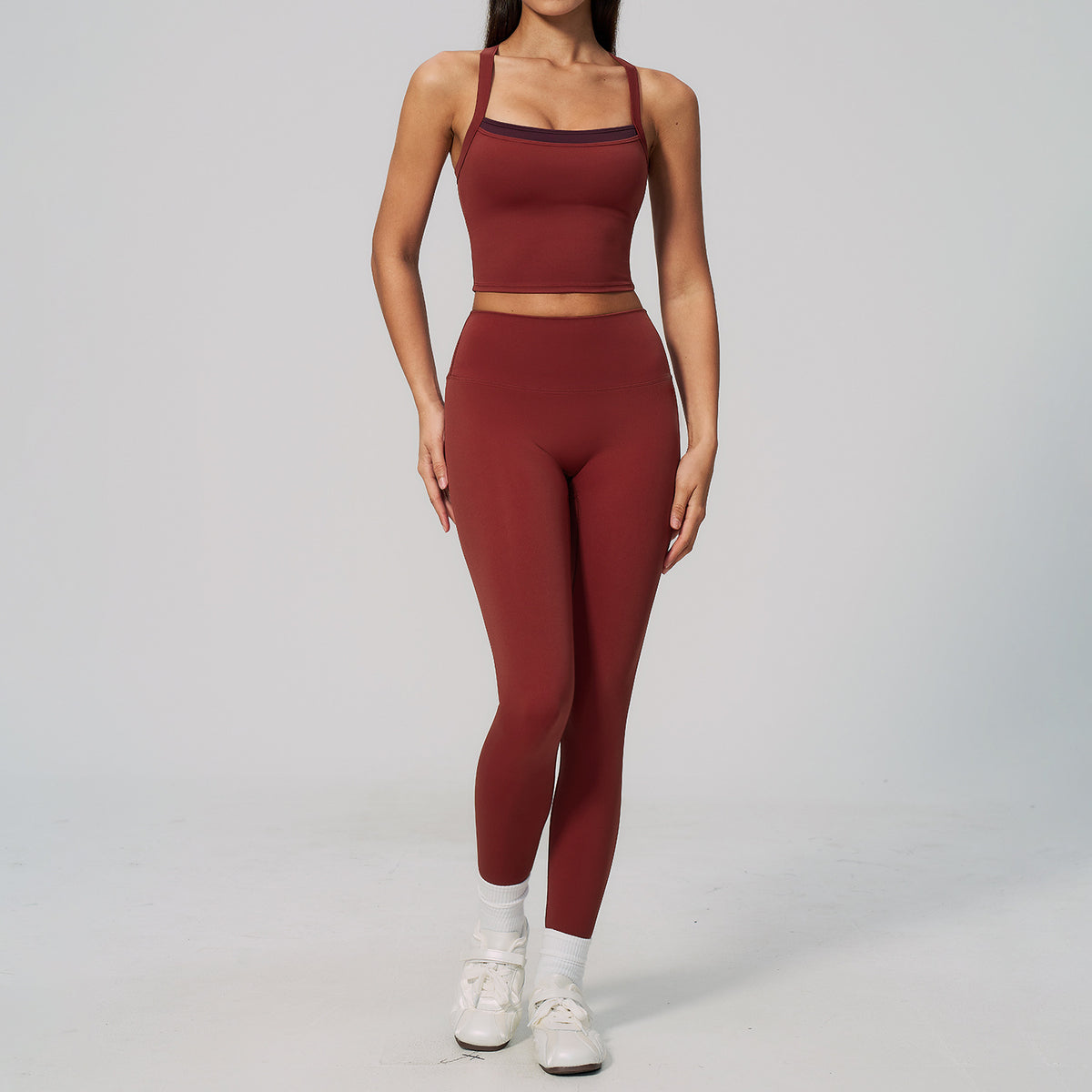 Wholesale new fashion bras with Tight-fitting high-waisted leggings fitness set