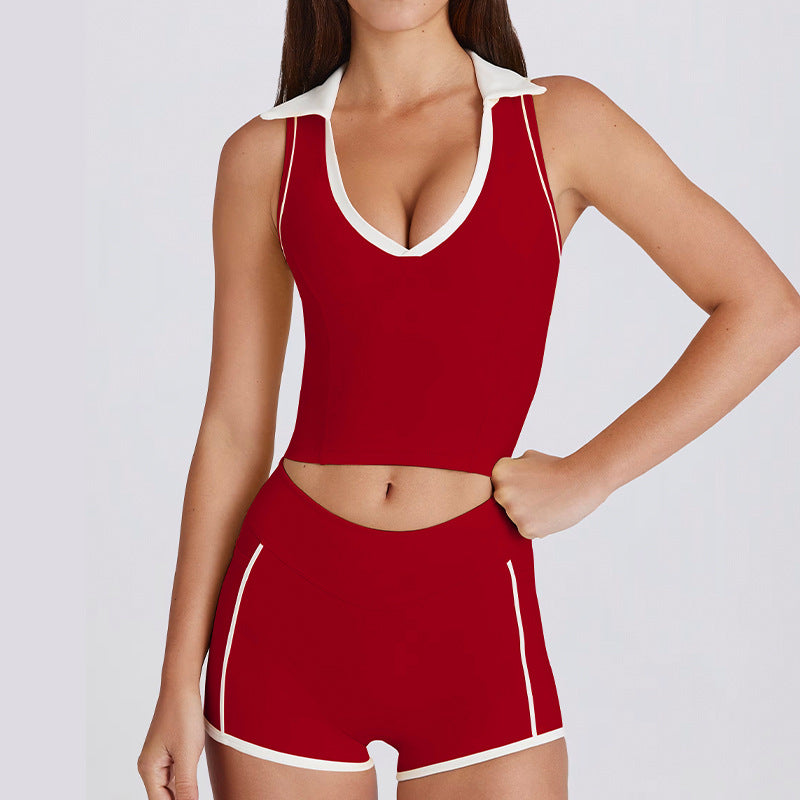 Beaufiful Sleeveless V-neck top with shorts Yoga Outfit